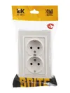 BRITE Double socket with ground without shutters 16A with frame PC12-3-BrP pearl IEK6