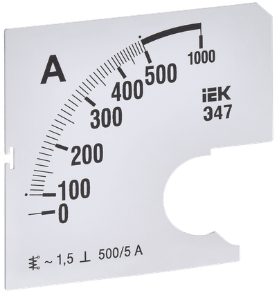 Replaceable scale for ammeter E47 500/5A accuracy class 1.5 72x72mm IEK