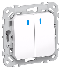 FLITE Выключатель 2-клавишный кнопочный с индикацией 10А ВС12-2-1-ФлБ белый IEK