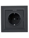 BRITE 1-gang earthed socket with protective shutters 16A, complete PCP14-1-0-BrG graphite IEK2