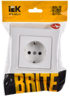 BRITE Розетка 1-местная с заземлением с защитными шторками 16А в сборе РСР14-1-0-БрАБ арктический белый IEK1