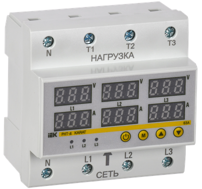 Реле напряжения и тока РНТ-д трехфазное 90мм 63А IEK