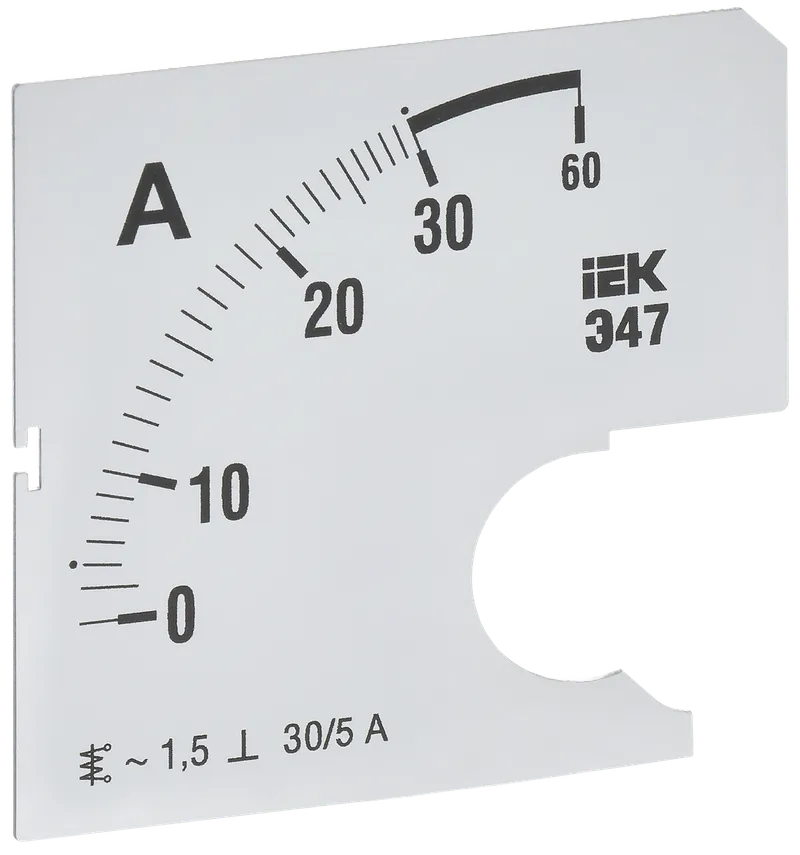 Шкала сменная для амперметра Э47 30/5А класс точности 1,5 72х72мм IEK