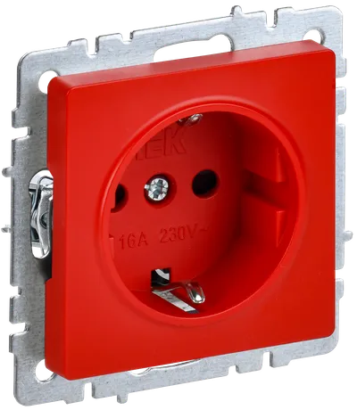 BRITE 1-gang earthed socket with protective shutters 16A RS14-1-0-BrK red IEK