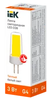 Лампа светодиодная COB капсула 3Вт 230В 3000К керамика G4 IEK2