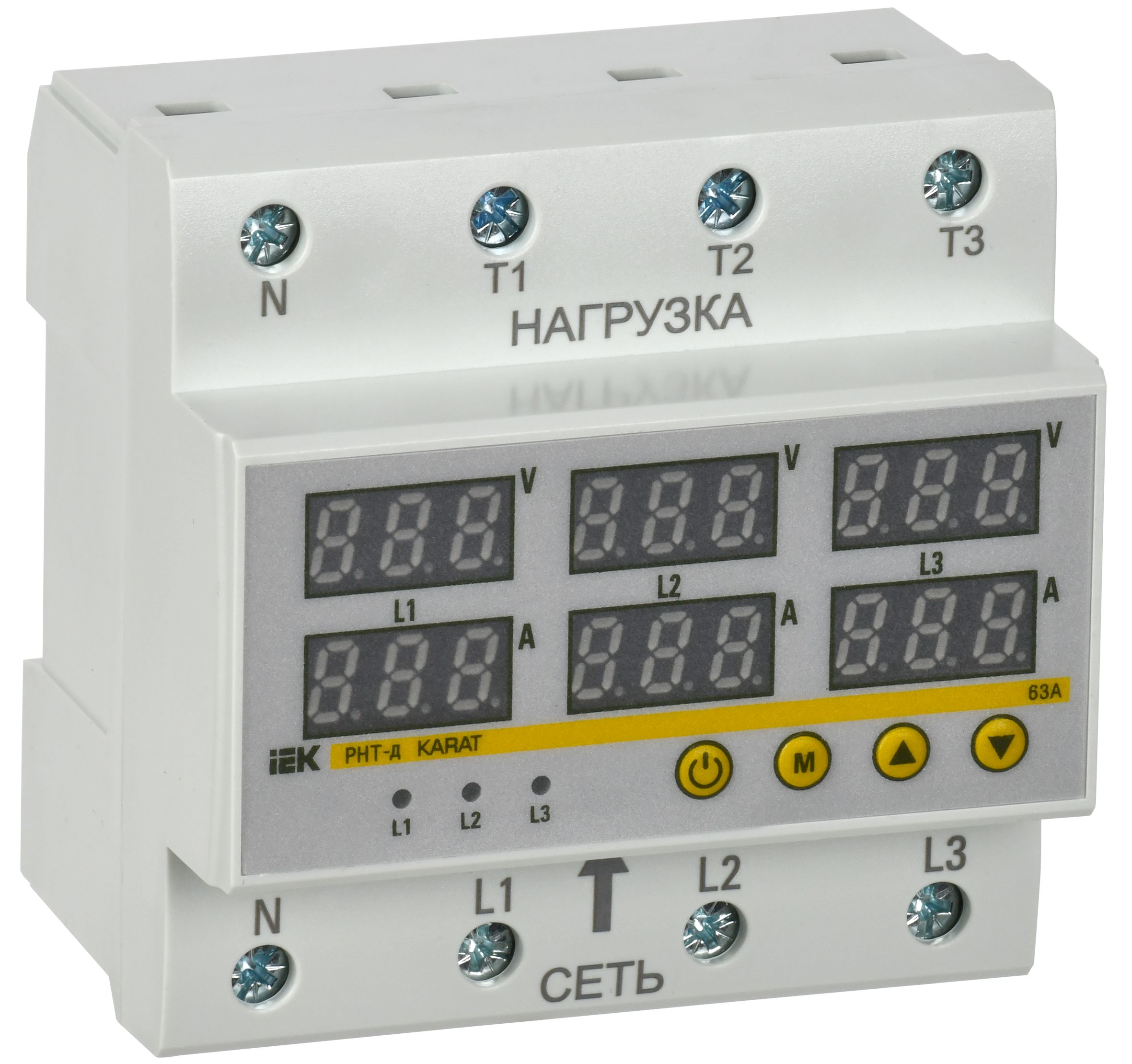 Реле напряжения и тока РНТ-д трехфазное 90мм 63А IEK (IVC41-3-63)