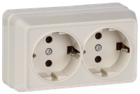 OKTAVA Розетка 2-местная с заземлением для открытой установки 16А РС22-3-ОКм кремовый GENERICA