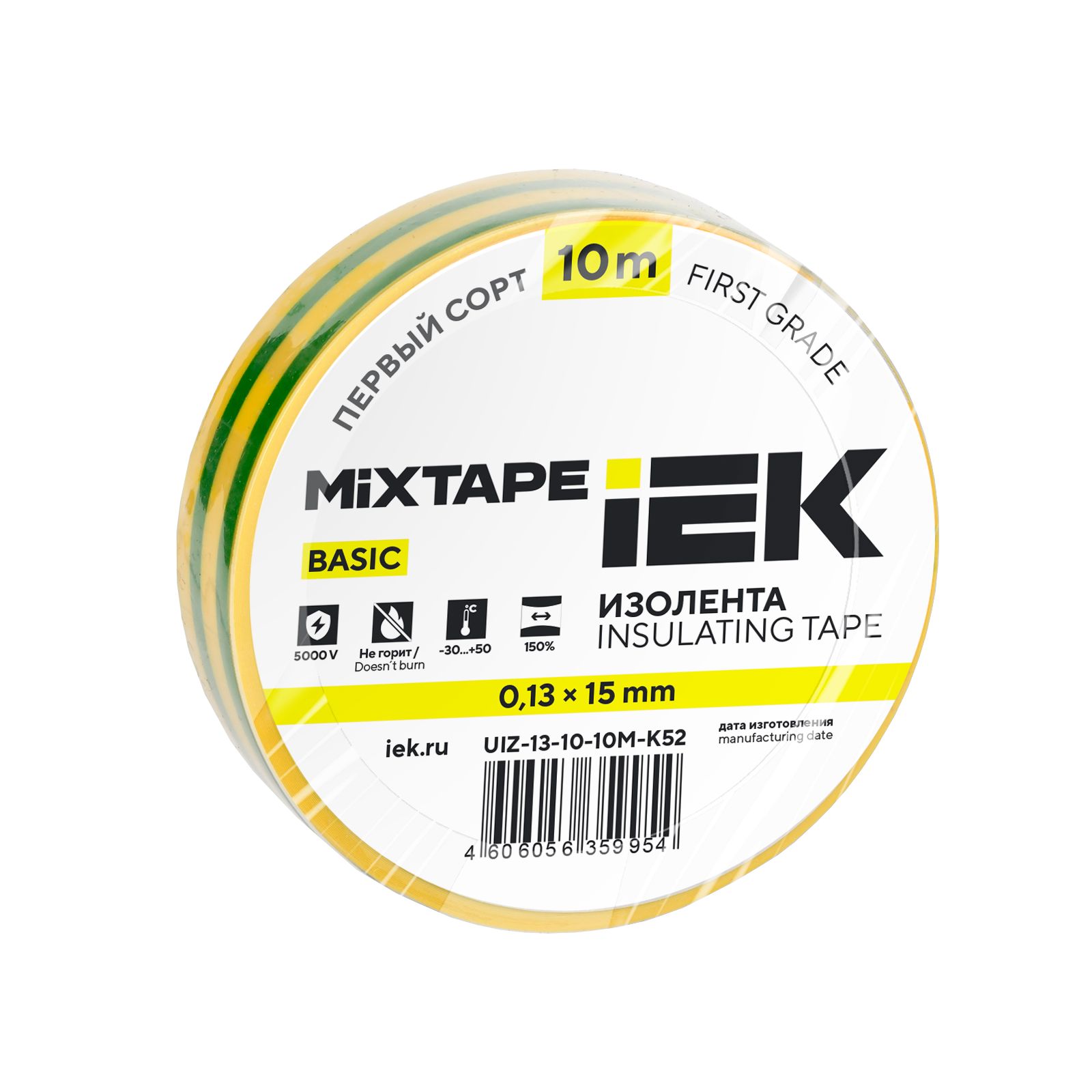 MIXTAPE 3 Изолента 0,13х15мм желто-зеленая 10м IEK (UIZ-13-10-10M-K52)