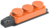 РБ33-1-0м Розетка (колодка) трехместная с защитными крышками ОМЕГА IP44 каучук оранжевая IEK0