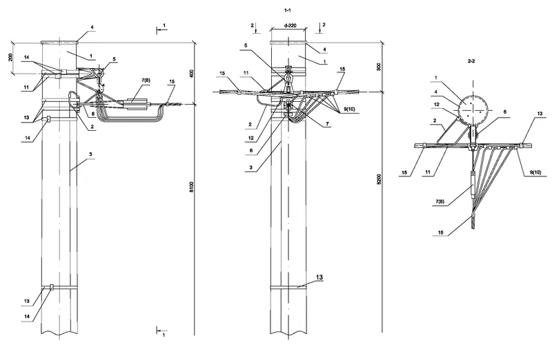 Опора ППОд151 деревянная промежуточная переходная ответвительная ...