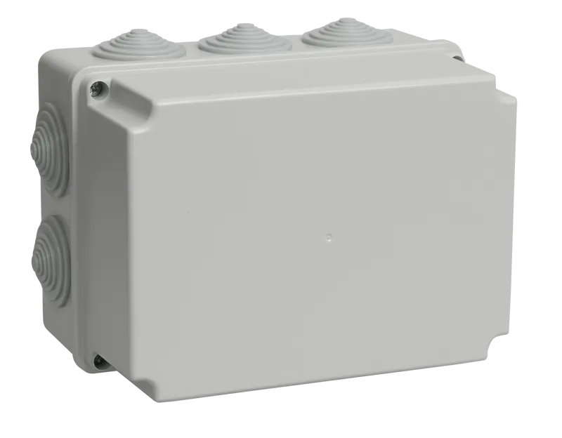 Коробка распаячная КМ41246 для открытой проводки 190х140х120мм IP55 10 гермовводов серая IEK