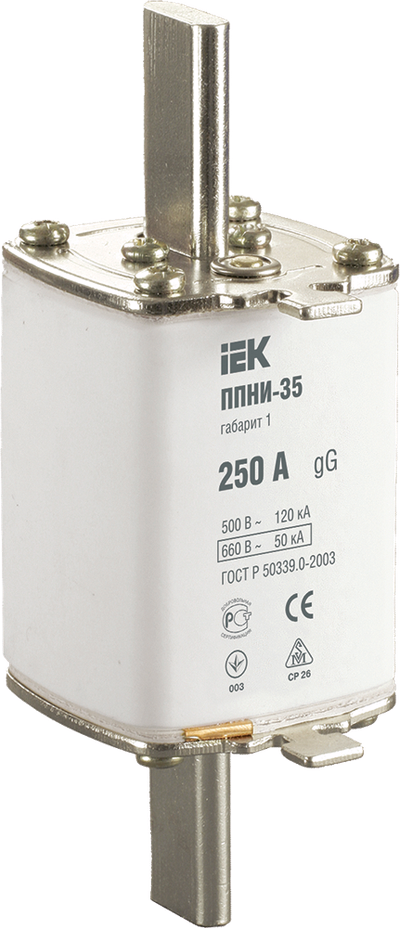 Плавкая вставка предохранителя ППНИ-35 габарит 1 250А IEK