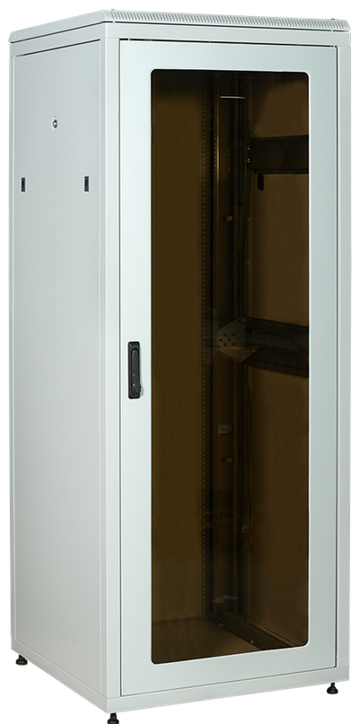 ITK LINEA N Шкаф сетевой 19" 38U 800х800мм стеклянная передняя дверь задняя металлическая серый