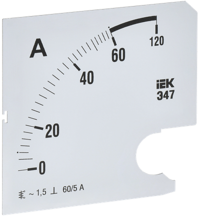 Шкала сменная для амперметра Э47 60/5А класс точности 1,5 96х96мм IEK