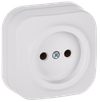 GLORY Розетка 1-местная для открытой установки без заземления без защитных шторок 10А РС20-2-ХБм белый матовый IEK0