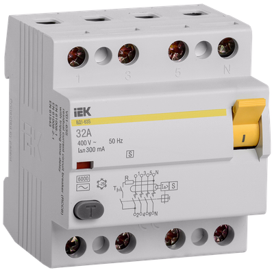 Выключатель дифференциальный (УЗО) ВД1-63S 4Р 32А 300мА IEK