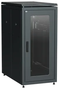 ITK LINEA N Шкаф напольный сетевой 19" 24U 800х1000мм стеклянная передняя дверь задняя перфорированная черный