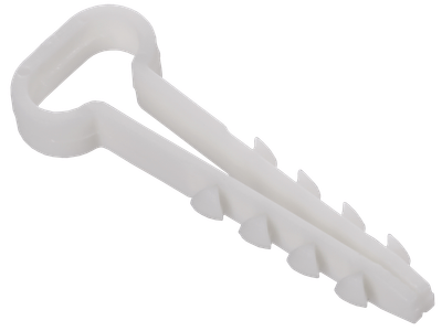 Дюбель-хомут 12х6мм для плоского кабеля нейлон белый (100шт/упак) GENERICA