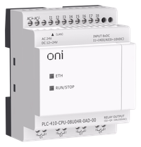 ПЛК 410 Модуль ЦПУ 4 DI 4 UI (0-10 В/DI) 4 RO 12В-24В DC или 24В AC с Ethernet портом без экрана ONI