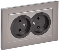 BRITE Розетка 2-местная без заземления без защитных шторок 10А в сборе РС12-2-БрГН металл хром/никель IEK