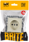 BRITE Розетка 1-местная без заземления с защитными шторками 10А РСш10-2-БрКр бежевый IEK1