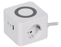 DOMINIC Удлинитель с беспроводной зарядкой 10Вт У02К 2 места 2P+PE 1,3м 3х1,0мм2 16А/250В USB A+C белый IEK