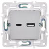 SKANDY Розетка USB A+C 3,1А SK-R14S серебряный IEK2