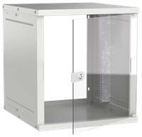 Шкаф настенный 19" 12U 600х650мм стеклянная дверь серый GENERICA