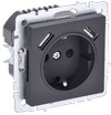 BRITE Розетка 1-местная с заземлением с защитными шторками 16А с USB A+A 5В 2,1А РЮш10-1-БрГ графит IEK0