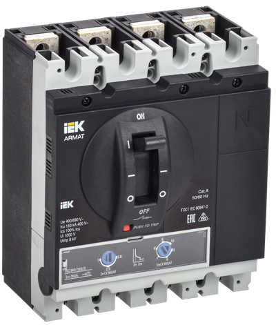 ARMAT Автоматический выключатель в литом корпусе 4P типоразмер G 150кА 160А расцепитель термомагнитный регулируемый IEK