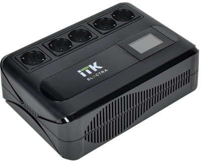 ITK ELECTRA LT5 ИБП однофазный линейно-интерактивный 800ВА/480Вт 5хSchuko LCD дисплей АКБ 1х9AH USB+USB Charge RJ45/11