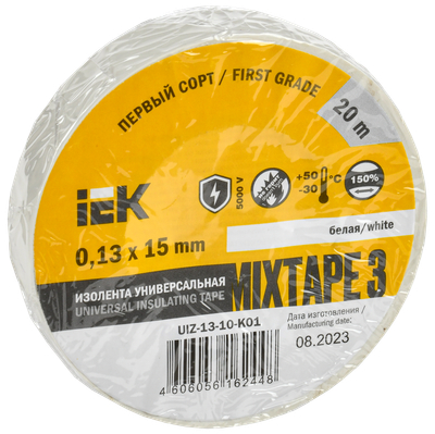 MIXTAPE BASIC Изолента 0,13х15мм белая 20м IEK