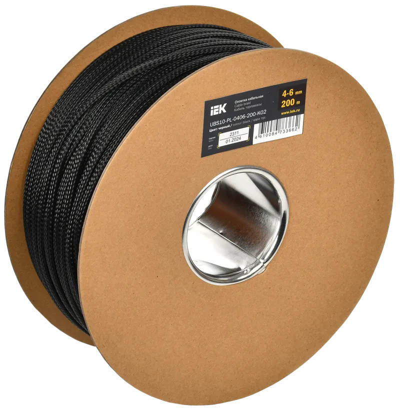 Cable braid 4-6mm polyester 200m black IEK