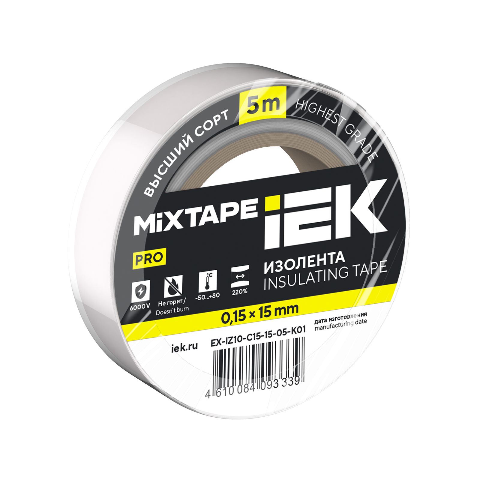 MIXTAPE 7 Изолента 0,15х15мм белая 5м IEK (EX-IZ10-C15-15-05-K01)