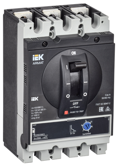 ARMAT Автоматический выключатель в литом корпусе 3P типоразмер G 150кА 200А расцепитель электромагнитный регулируемый IEK