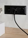 BRITE Socket 1gang grounded with protective shutters 16A with USB A+A 5V 2.1A RUSH10-1-BRCH black IEK7