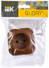 GLORY Розетка 1-местная для открытой установки с заземлением без защитных шторок 16А РС20-3-ХД дуб IEK1