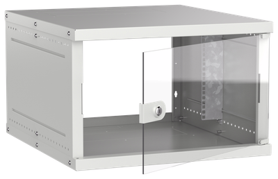 Шкаф настенный 19" 6U 600х650мм стеклянная дверь серый GENERICA