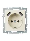 BRITE Socket outlet 1-gang with earthing with protective shutters 16A with USB A+A 5V 2.1A PYush10-1-BrKr beige IEK1