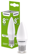 Лампа светодиодная C35 свеча 8Вт 230В 4000К E27 GENERICA0