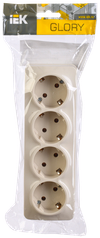 GLORY Розетка 1-местная для открытой установки с заземлением с защитными шторками 16А РСш20-3-ХК кремовый IEK1
