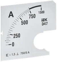 Шкала сменная для амперметра Э47 750/5А класс точности 1,5 72х72мм IEK