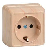 OKTAVA Single-gang socket with grounding for open installation 16A RS20-3-OS pine IEK