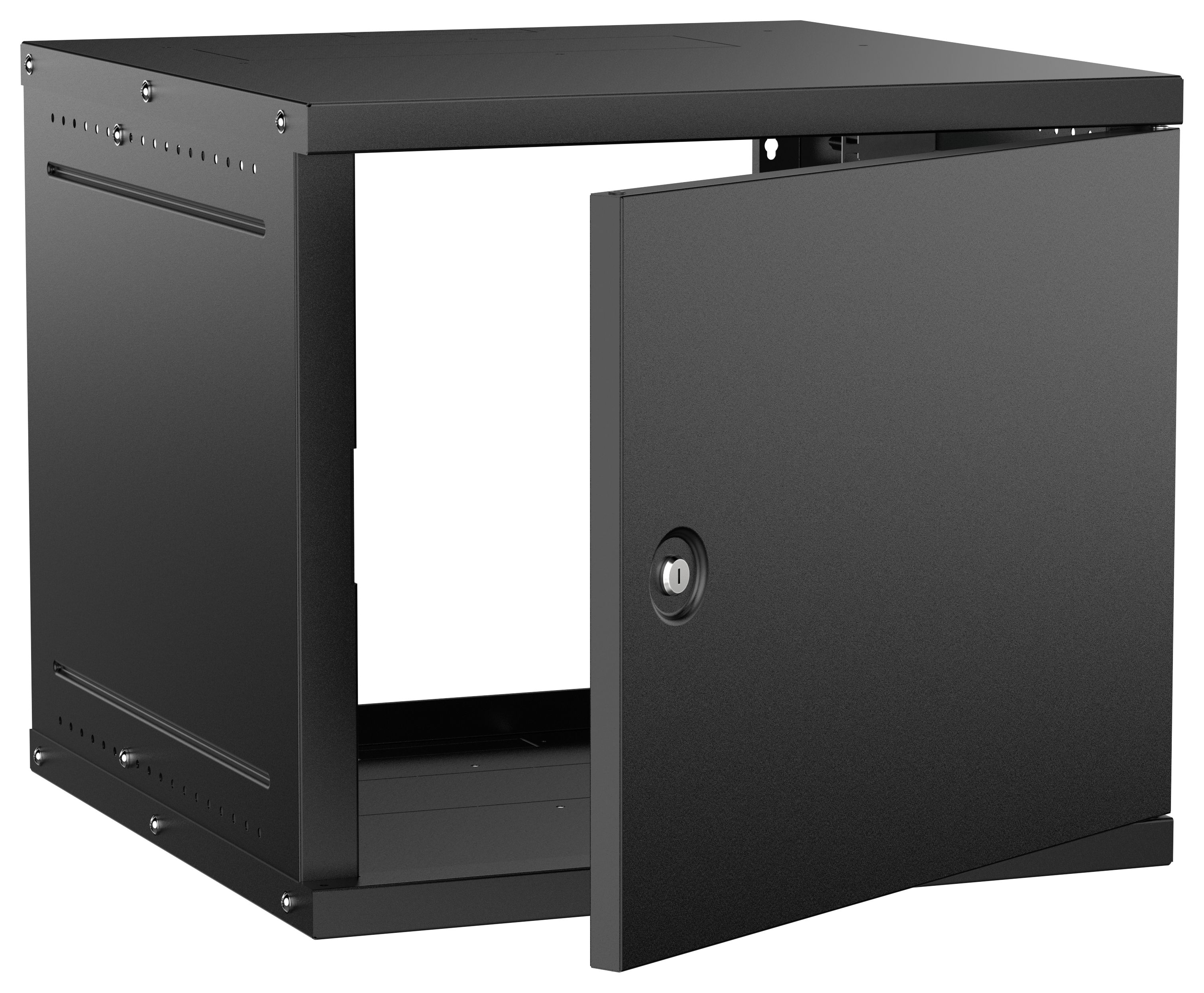 Шкаф настенный 9U 600х600мм металическая дверь черный GENERICA (LWE5-09U66-MF-G)