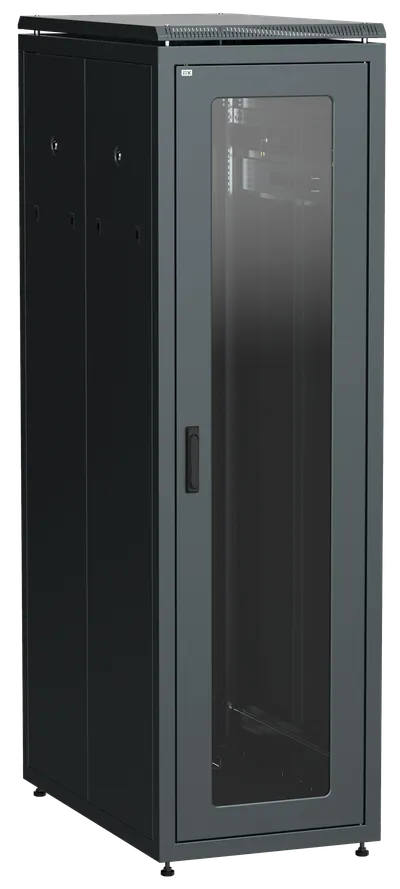 ITK LINEA N Шкаф напольный сетевой 19" 38U 800х1000мм стеклянная передняя дверь задняя металлическая черный