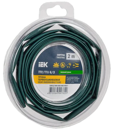 Heat shrink tubing TTU ng-LS 6/3 green (2m/pack) IEK