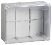 KM41276 pull box for surface installation 240x195x90 mm IP55 (RAL7035, transparent cover, cable glands 5 pcs.)