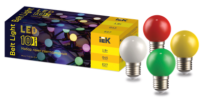 LIGHTING Набор ламп светодиодных декоративных G45 шар 1Вт 230В MIX E27 10 шт IEK