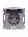 BRITE Розетка 1-местная с заземлением с защитными шторками и крышкой 16А IP44 РСбш10-3-44-БрС сталь IEK9