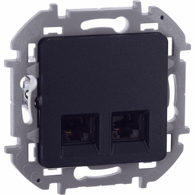 INSPIRIA Розетка компьютерная двойная RJ45 категория 5Е UTP антрацит